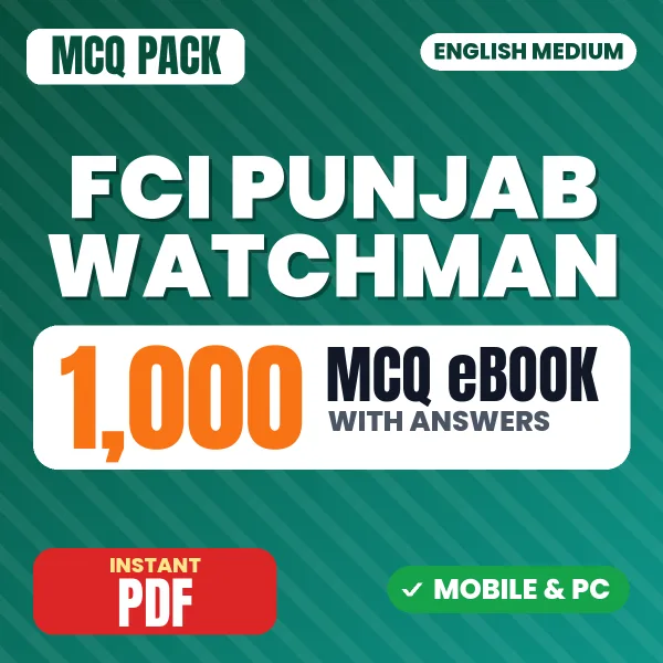 FCI Punjab Watchman Exam – 1000 MCQ eBook with Answers | English Medium PDF Download