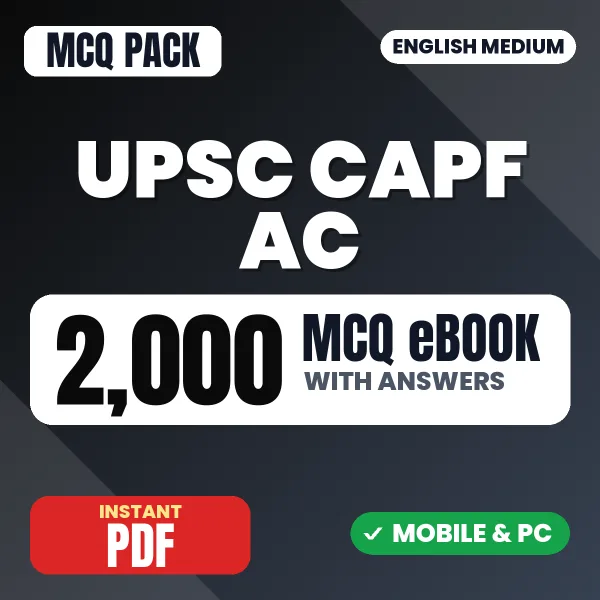 UPSC CAPF AC Paper-1 Exam – 2000 MCQ eBook with Answers | English Medium PDF Download