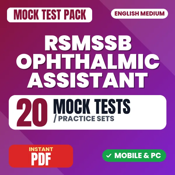 RSMSSB Ophthalmic Assistant Exam – 20 Mock Tests / Practice Sets | English Medium PDF Download