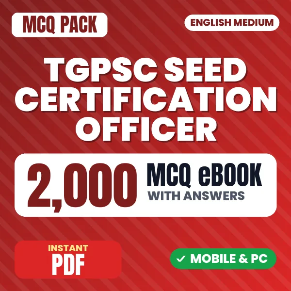 TGPSC Seed Certification Officer Exam Paper – 2000 MCQ eBook with Answers | English Medium PDF Download