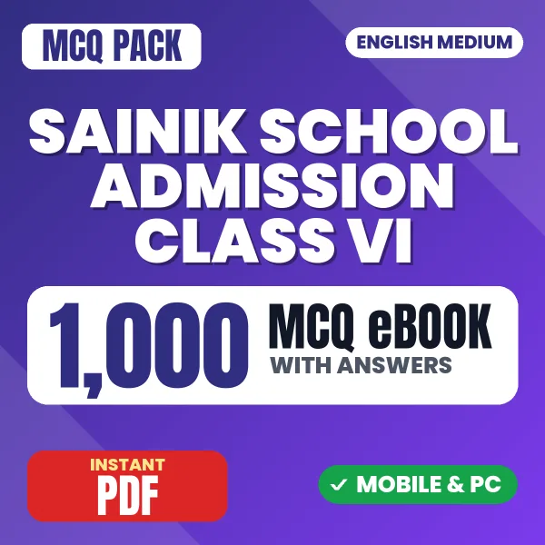 Sainik School Class 6 Exam – 1000 MCQ eBook with Answers | English Medium PDF Download