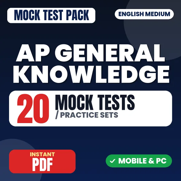 Andhra Pradesh General Knowledge – 20 Mock Tests / Practice Sets | English Medium PDF Download