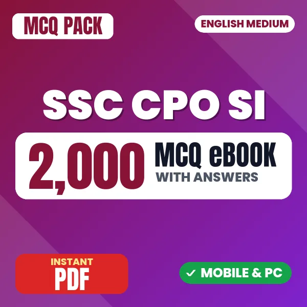 SSC CPO SI Paper 1 Exam – 2000 MCQ eBook with Answers | English Medium PDF Download