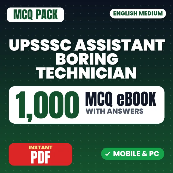 UPSSSC Assistant Boring Technician Exam – 1000 MCQ eBook with Answers | English Medium PDF Download