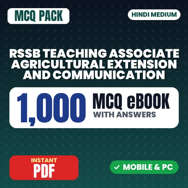 RSSB Teaching Associate (Agricultural Extension and Communication) Exam Paper 1 – 1000 MCQ eBook with Answers | Hindi Medium PDF Download