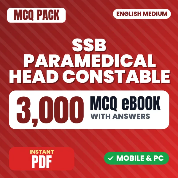 SSB Paramedical Head Constable (Physiotherapy Assistant) Exam – 3000 MCQ eBook with Answers | English Medium PDF Download
