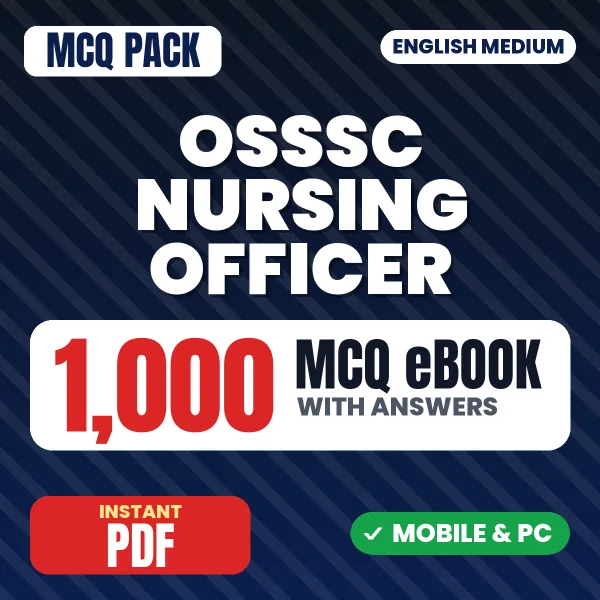 OSSSC Nursing Officer Exam – 1000 MCQ eBook with Answers | English Medium PDF Download