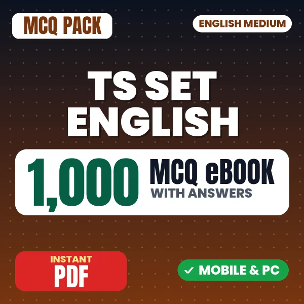 TS SET (English) Exam – 1000 MCQ eBook with Answers | English Medium PDF Download