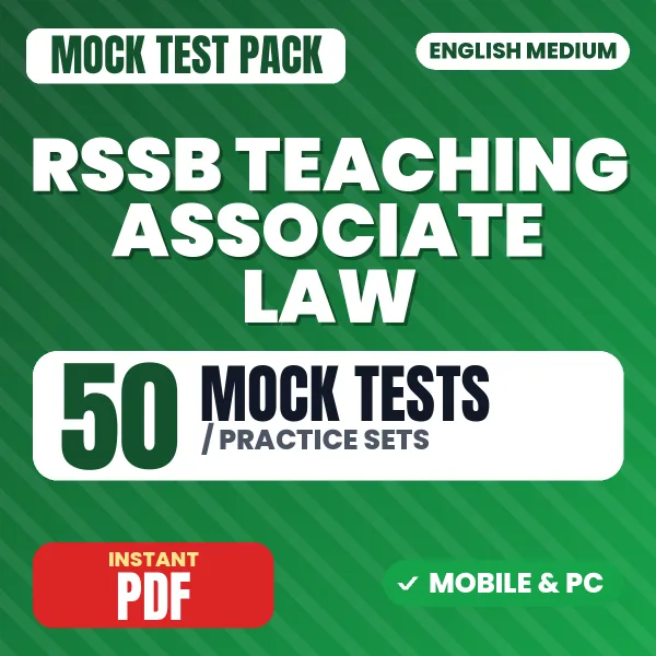 RSSB Teaching Associate (Law) Paper-1 Exam – 50 Mock Tests / Practice Sets | English Medium PDF Download