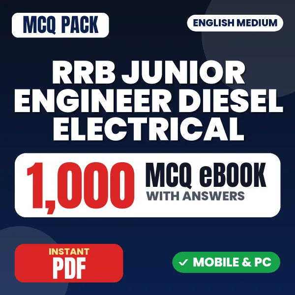 RRB Junior Engineer (Diesel Electrical) CBT 1 Exam – 1000 MCQ eBook with Answers | English Medium PDF Download