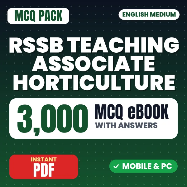 RSSB Teaching Associate (Horticulture) Paper-1 Exam – 3000 MCQ eBook with Answers | English Medium PDF Download