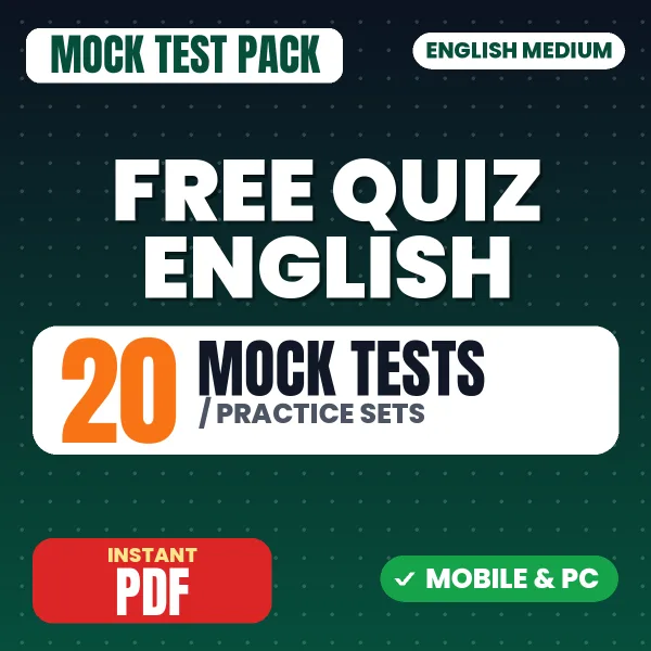 FREE English Quiz - Spotting The Error – 20 Mock Tests / Practice Sets | English Medium PDF Download