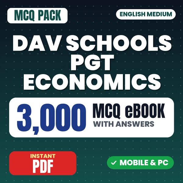 DAV Schools PGT (Economics) Exam – 3000 MCQ eBook with Answers | English Medium PDF Download