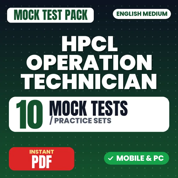 HPCL Operation Technician Exam (Chemical) – 10 Mock Tests / Practice Sets | English Medium PDF Download