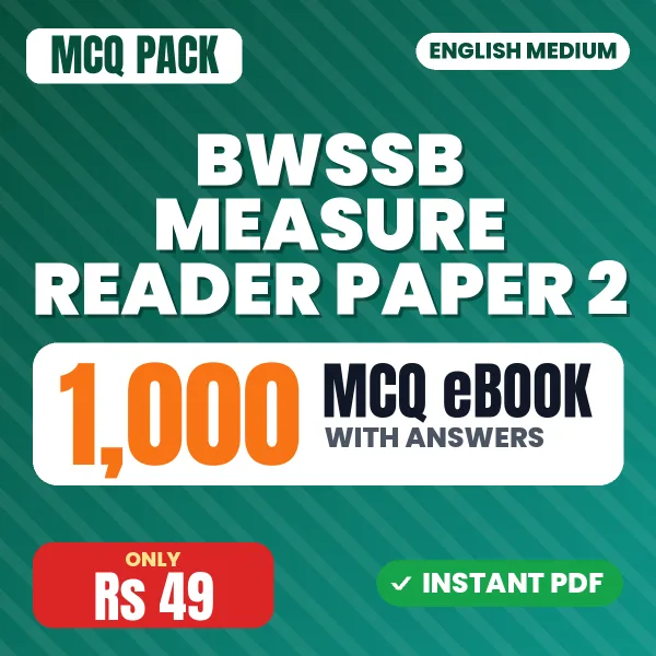 BWSSB Measure Reader Paper 2 Exam – 1000 MCQ eBook with Answers | English Medium PDF Download