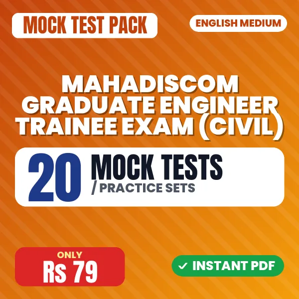 MAHADISCOM Graduate Engineer Trainee Exam (Civil) – 20 Mock Tests / Practice Sets | English Medium PDF Download