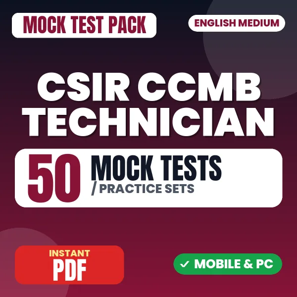 CSIR CCMB Technician Paper-1 Exam – 50 Mock Tests / Practice Sets | English Medium PDF Download