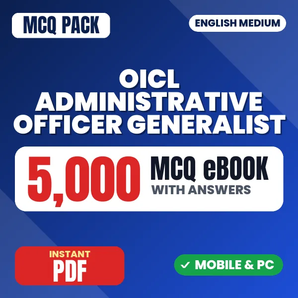 OICL Administrative Officer (Generalist) Prelims TIER 1 Exam – 5000 MCQ eBook with Answers | English Medium PDF Download