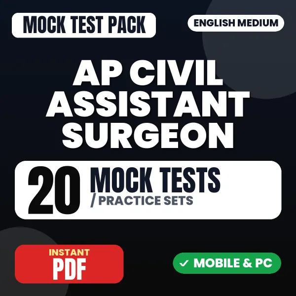 AP Civil Assistant Surgeon Exam Paper I – 20 Mock Tests / Practice Sets | English Medium PDF Download