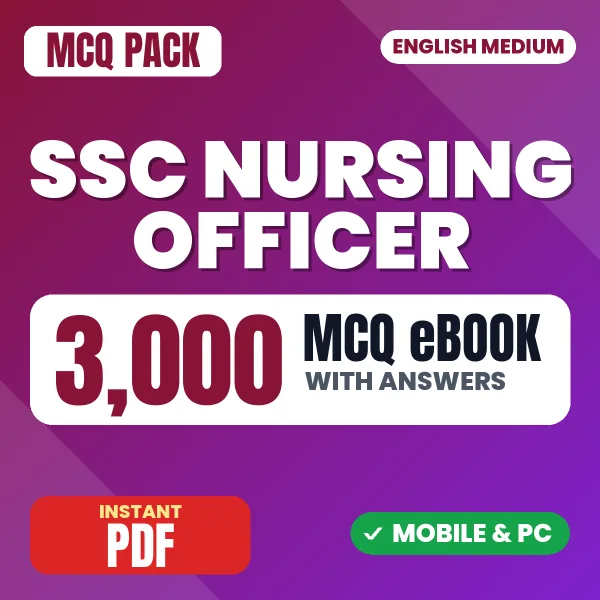 SSC Nursing Officer Exam – 3000 MCQ eBook with Answers | English Medium PDF Download
