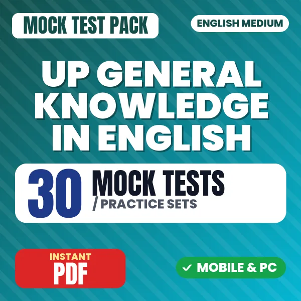 Uttar Pradesh General Knowledge – 30 Mock Tests / Practice Sets | English Medium PDF Download