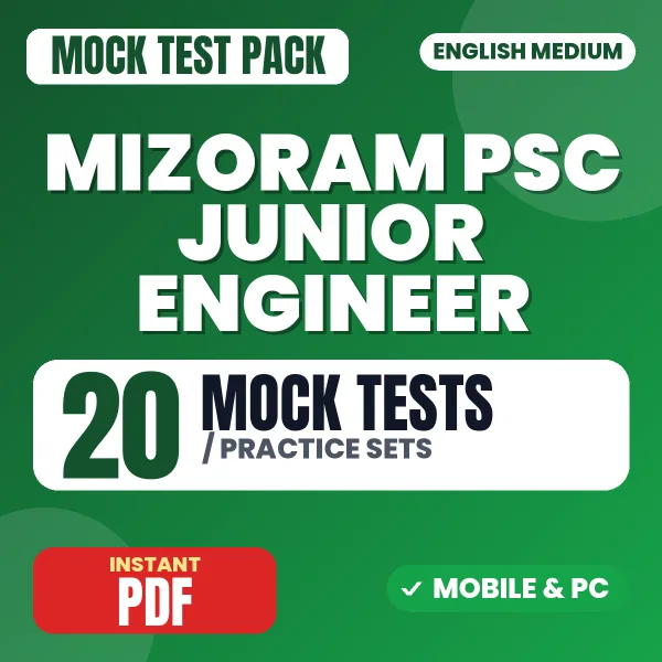 Mizoram PSC Junior Engineer, Sub Inspector, Veterinary Officer (Civil) Exam – 20 Mock Tests / Practice Sets | English Medium PDF Download