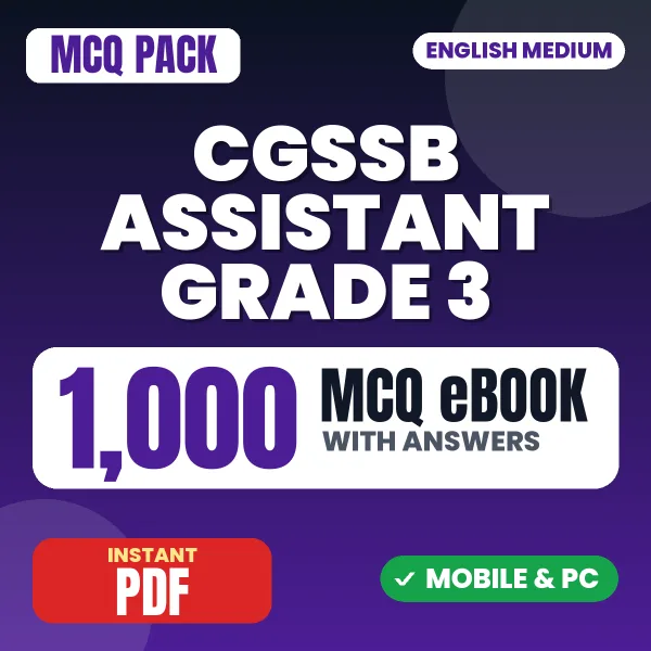 CGSSB Assistant Grade 3 Exam – 1000 MCQ eBook with Answers | English Medium PDF Download