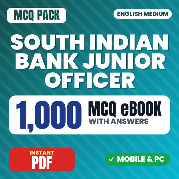 South Indian Bank Junior Officer Exam – 1000 MCQ eBook with Answers | English Medium PDF Download