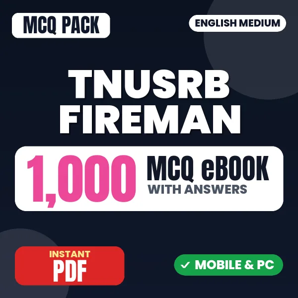 TNUSRB Fireman Exam Part 2 – 1000 MCQ eBook with Answers | English Medium PDF Download