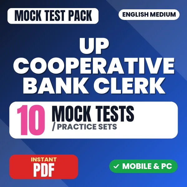 UP Cooperative Bank Clerk Preliminary Exam – 10 Mock Tests / Practice Sets | English Medium PDF Download