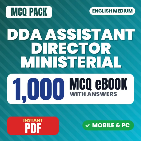 DDA Assistant Director Ministerial Exam Stage 1 – 1000 MCQ eBook with Answers | English Medium PDF Download