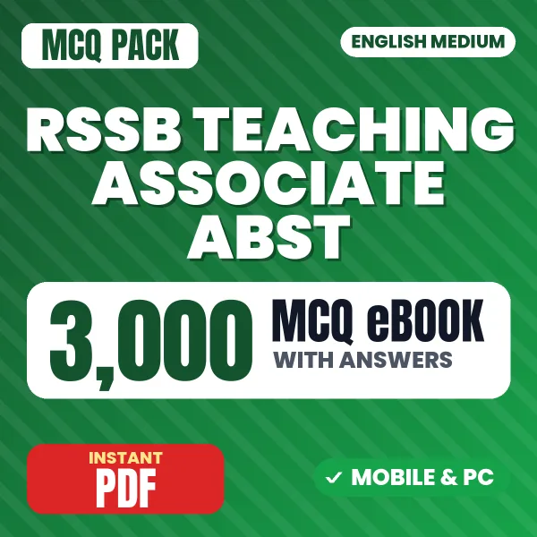 RSSB Teaching Associate (A.B.S.T.) Exam Paper 1 – 3000 MCQ eBook with Answers | English Medium PDF Download