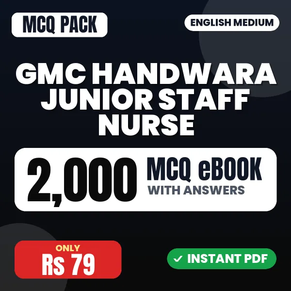 GMC Handwara Junior Staff Nurse Exam – 2000 MCQ eBook with Answers | English Medium PDF Download