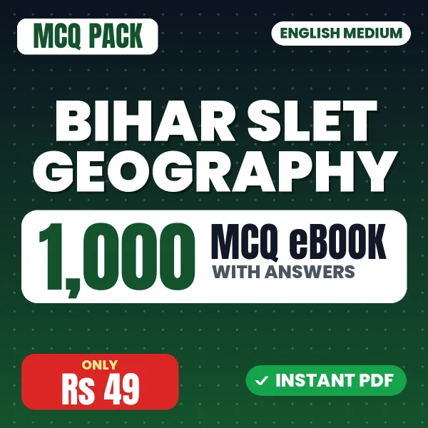 Bihar SLET Geography Exam – 1000 MCQ eBook with Answers | English Medium PDF Download