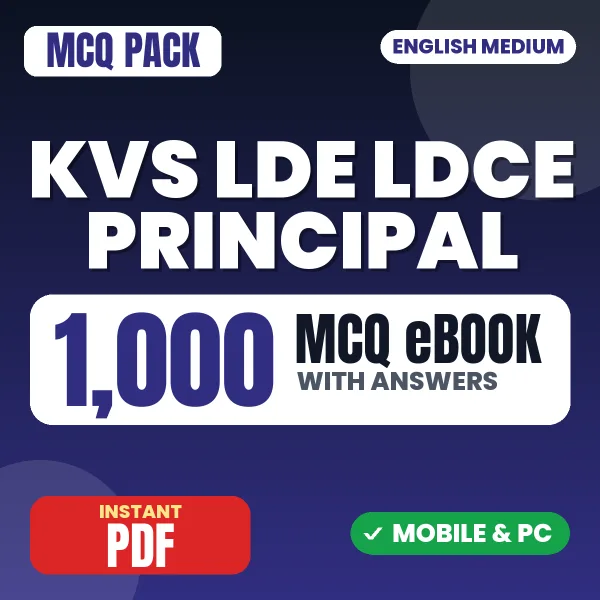 KVS LDE/LDCE Principal Exam Tier 1 – 1000 MCQ eBook with Answers | English Medium PDF Download
