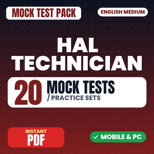 HAL Technician (Electrical) Exam – 20 Mock Tests / Practice Sets | English Medium PDF Download