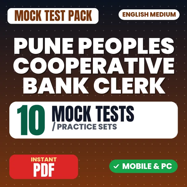 Pune Peoples Cooperative Bank Clerk Exam – 10 Mock Tests / Practice Sets | English Medium PDF Download