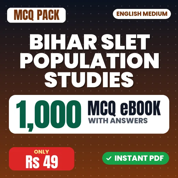 Bihar SLET Population Studies Exam – 1000 MCQ eBook with Answers | English Medium PDF Download