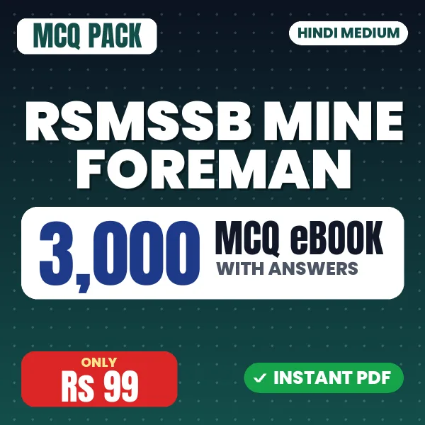 RSMSSB Mine Foreman Exam – 3000 MCQ eBook with Answers | Hindi Medium PDF Download