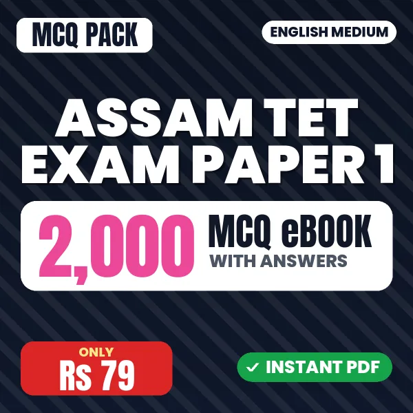 Assam TET Exam Paper 1 – 2000 MCQ eBook with Answers | English Medium PDF Download