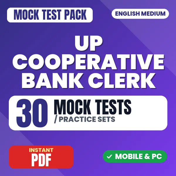 UP Cooperative Bank Clerk Preliminary Exam – 30 Mock Tests / Practice Sets | English Medium PDF Download