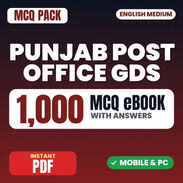 Punjab Post Office GDS Exam – 1000 MCQ eBook with Answers | English Medium PDF Download