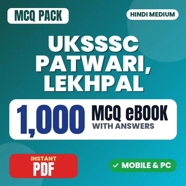 UKSSSC Patwari, Lekhpal Exam – 1000 MCQ eBook with Answers | Hindi Medium PDF Download