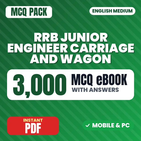 RRB Junior Engineer (Carriage & Wagon) CBT 1 Exam – 3000 MCQ eBook with Answers | English Medium PDF Download