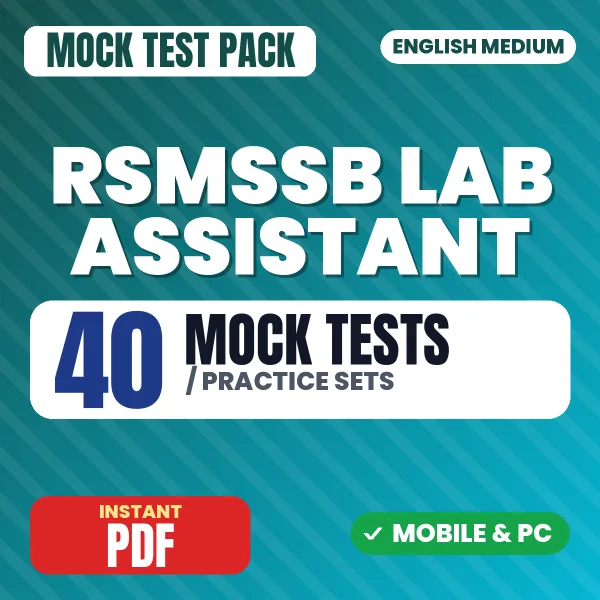 RSMSSB Lab Assistant (Science) Paper-II Exam – 40 Mock Tests / Practice Sets | English Medium PDF Download