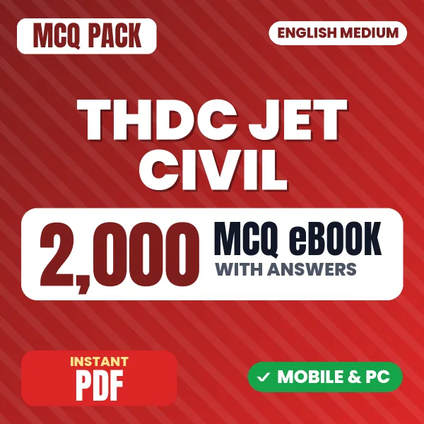 THDC JET Civil Exam – 2000 MCQ eBook with Answers | English Medium PDF Download