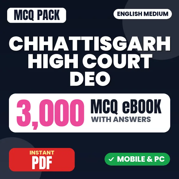 Chhattisgarh High Court DEO Exam – 3000 MCQ eBook with Answers | English Medium PDF Download