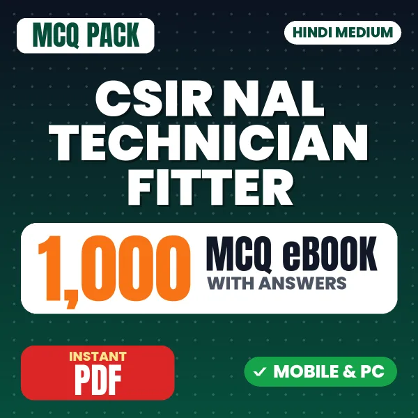 CSIR NAL Technician (Fitter) Paper-2 Exam – 1000 MCQ eBook with Answers | Hindi Medium PDF Download