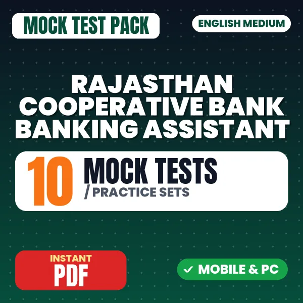 Rajasthan Cooperative Bank Banking Assistant Exam – 10 Mock Tests / Practice Sets | English Medium PDF Download