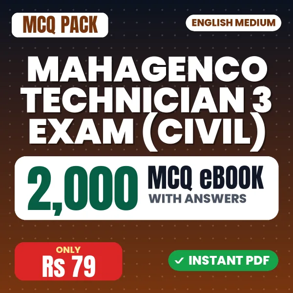MAHAGENCO Technician 3 Exam (Civil) – 2000 MCQ eBook with Answers | English Medium PDF Download